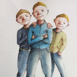 No 3 The bully boys..Pastel on card.